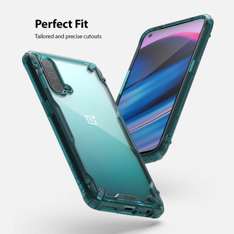 Ringke Fusion X Compatible with OnePlus Nord CE 5G Case, Shockproof Hard Back Rugged Bumper Cover Ergonomic Shock Absorption TPU Frame Bumper Phone Cover Case for OnePlus Nord 2 5G  Turquoise Green